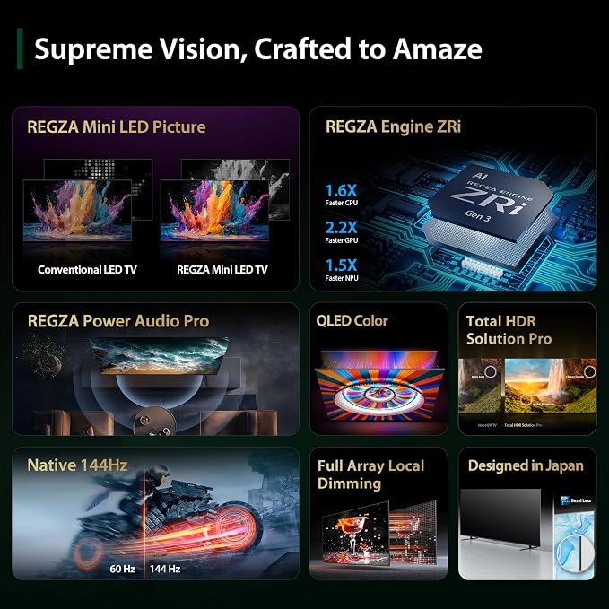 Toshiba 100" Z670 Series Mini-LED 4K UHD Smart Fire TV (100Z670R, 2026 New) - QLED, Native 144Hz, HDR10+, Dolby Vision IQ, REGZA Engine Zri, Dolby Atmos, Game Mode Pro, Alexa Built-in, Japan Quality