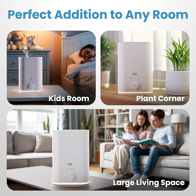 Everlasting Comfort 6L Humidifiers for Bedroom, Quiet 50HR Runtime No-Filter Supersized Cool Mist Humidifier Large Room for Whole House, Plants, Baby Nursery, Allergies, Dry Skin, Congestion, Indoor