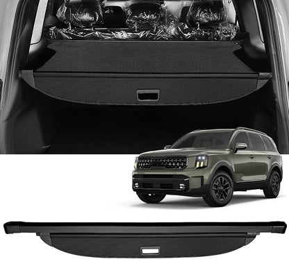 AUXKO Retractable Cargo Cover for Kia Telluride 2025-2020, Trunk Cargo Cover Luggage Security Shade Cover for 2025 2024 Kia Telluride Shielding Shade Anti-Peeping Luggage Privacy Screen, Carbon Fiber
