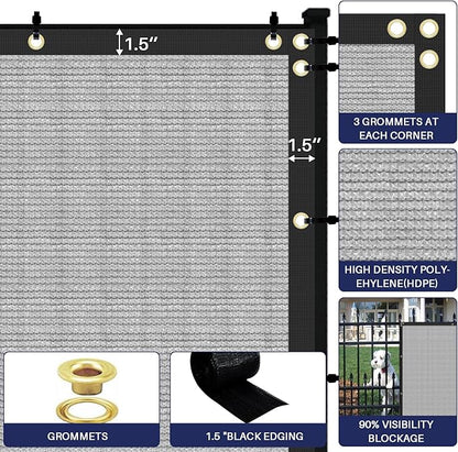 Windscreen4less Privacy Fence Screen Heavy Duty Windscreen Fencing Mesh Fabric Shade Net Cover with Brass Grommtes for Outdoor Wall Garden Yard Pool Deck, 6'x38' Light Gray