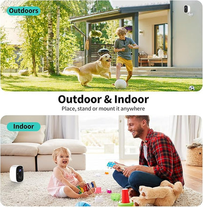 2K FHD Smart Wireless Security Camera Indoor/Outdoor,Solar Powered WiFi Camera with Color Night Vision, Motion Detection, 2-Way Audio, Weatherproof, Cloud/SD Storage for Home Security (2.4GHz Only)