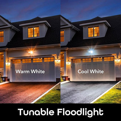 Geeni LUX Smart Floodlight, White – Outdoor 2700K-6500K Dimmable LED Bulb, E26, PAR38, 11W, 1000 Lumens – No Hub Needed - Compatible with Alexa, Google Home, Requires 2.4 GHz WiFi, 2 Pack