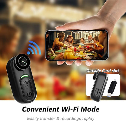 4K Mini Body Camera 128GB – Thumb Size Wearable Action Cam, Hands-Free POV Recording, Portable Body Worn Camera for Travel, Cycling, Sports, Pets, Outdoor Adventures