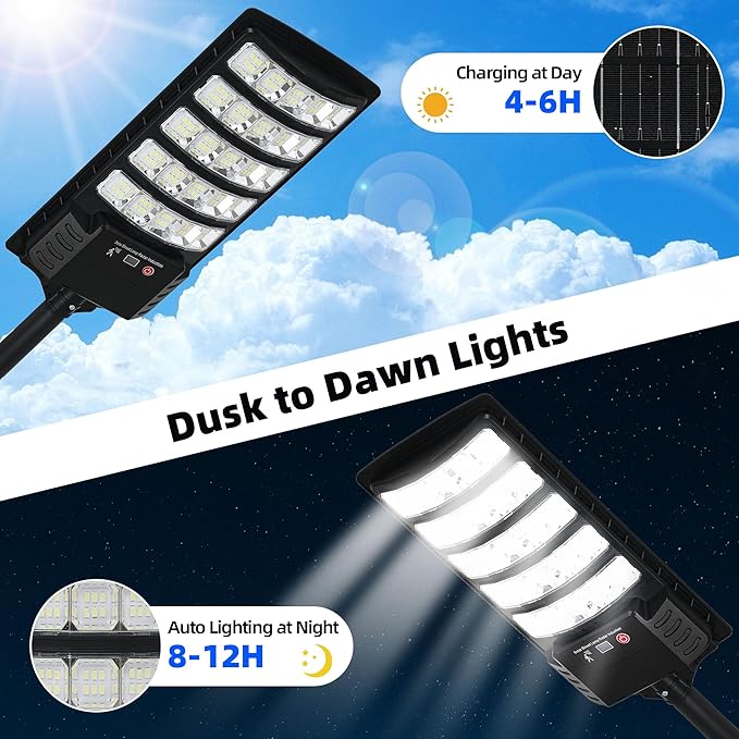 FOWSEEK Solar Street Lights Outdoor Waterproof, 2 Pack High Lumen Solar Outdoor Flood Lights with Motion Sensor, Lamparas Luces Solares para Exteriores Dusk to Dawn Commercial Lighting for Yard