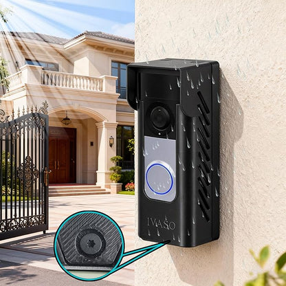 Anti-Theft Angle Adjustable Doorbell Coverd Mount Bracket for Ring Wired Doorbell Plus (Newest Model) 2K 2025 Release, Both Drill & No Drill Aavailable with Security Screws (Covered)