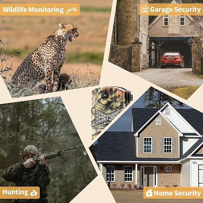 WOSODA 2 Pack Trail Camera with Night Vision Motion Activated Waterproof,30MP Game Camera,1080P HD Trail Cam with SD Card for Wildlife Monitoring,Outdoor Scouting & Security