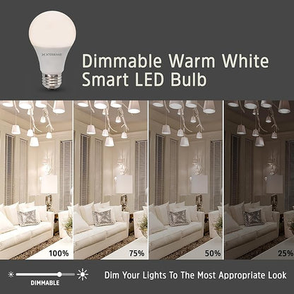 Xtreme 4 Pack Smart Wi-Fi Dimmable Warm White LED Light Bulb, A19, E26, Mobile App Control