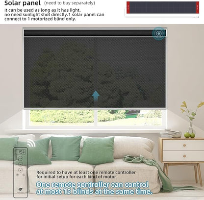 SmartWings Motorized Roller Shades 5% Openness Work with Homekit, Alexa SmartThings Google, Zigbee Motor Smart Blinds for Windows, Cordless Remote Window Shades, Rechargeable, Customized, Black