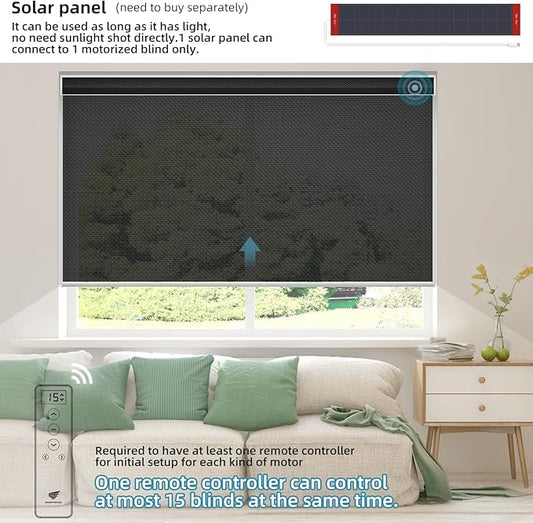 SmartWings Motorized Roller Shades 5% Openness Work with Homekit, Alexa SmartThings Google, Zigbee Motor Smart Blinds for Windows, Cordless Remote Window Shades, Rechargeable, Customized, Black