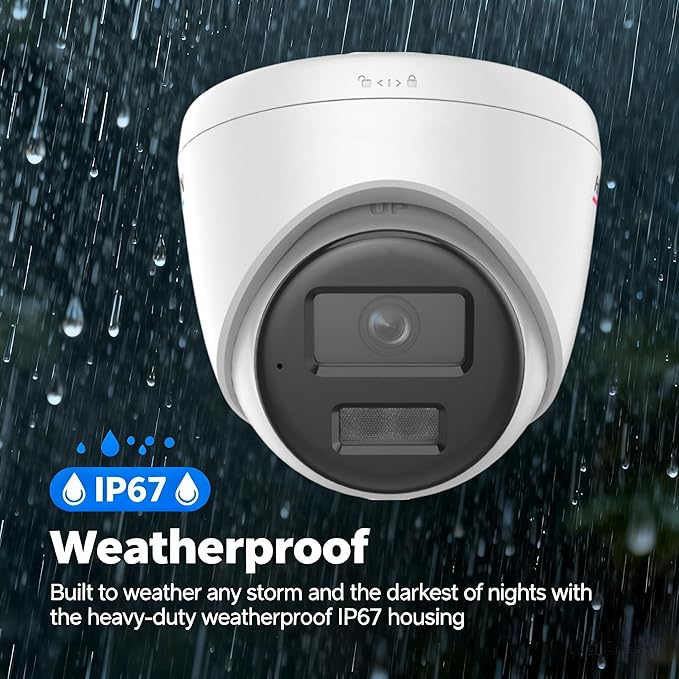 DS-2CD1383G2-LIUF 4K 8MP Smart Hybrid Light Fixed Turret POE Dome Camera, 2.8mm Lens, IP67 Outdoor Rated H.265+, 120 dB Ture WDR, Built-in Microphone, Human & Vehicle Detection, Work with Ⲏіkconnect