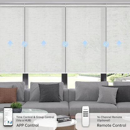 Motorized Coupled Shades, Light Filtering Smart Blinds for Large Windows Automatic Blinds Compatible with Alexa, Electric Roller Shades Customized for Living Room Home Office(Linen Beige)