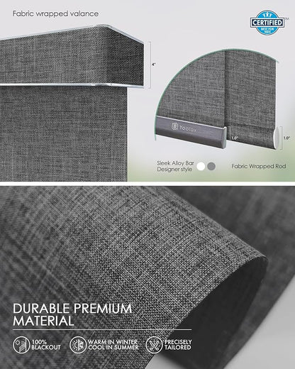 Yoolax Custom XL Smart Sliding Door Blinds, Motorized Sliding Panel Blinds Compatible with Alexa, Blackout Vertical Blinds for Glass Doors, Patio Doors, Closet Doors, Fabric-Dark Grey
