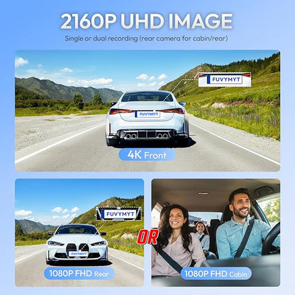 Dual Channel 4K & 1080P Dash Cam for 2022-2026 Toyota Tundra & Sequoia 2023-2026 Limited SR SR5 TRD Pro Limited Platinum (Gen3), OEM Style, Easy Install, Loop Recording, G-Sensor, 128GB Card