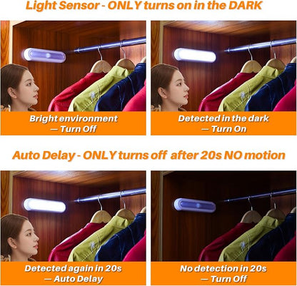 STAR-SPANGLED 9 Pack 7” Motion Sensor Lights Indoor Battery Operated, Stick on LED Light for Closet, Stairs, Under Cabinet, Cool White