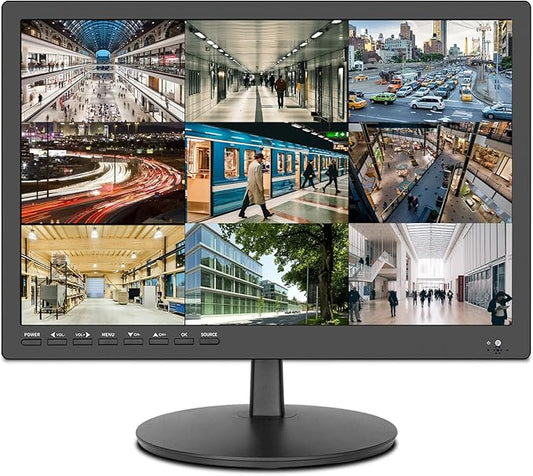 ZOSHING 17inch Security Monitor,Wall-Mounted Monitors Supports USB/Full Format Video Playback,CCTV Monitors with AV/HDMI Input/VGA/Headphone Output,Built-in Speaker, Remote Control