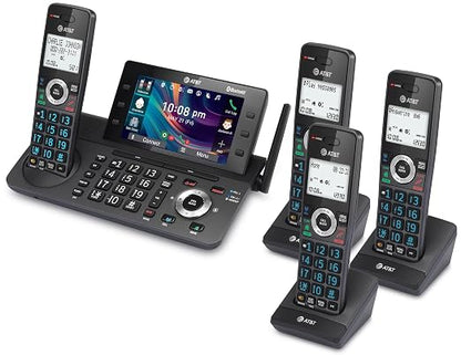 AT&T 4-Handset DECT 6.0 Cordless Home and Business Phone with Answering Machine, 5" Color Display, One-Touch Shortcut, Conference, Intercom, Smart Call Blocker, Bluetooth Connect to Cell: DLP73490