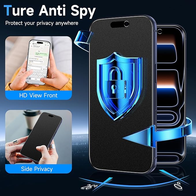 YWXTW 2 Pack Matte Glass Screen Protector for iPhone 17 Pro, 26° Anti-Spy iPhone 17 Pro Privacy Screen Protector Anti-Glare & Anti-Fingerprint Case Friendly Tempered Glass Film, Bubble Free