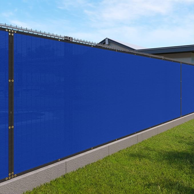 Windscreen4less Privacy Fence Screen Heavy Duty Windscreen Fencing Mesh Fabric Shade Net Cover with Brass Grommtes for Outdoor Wall Garden Yard Pool Deck, 6'x296' Blue