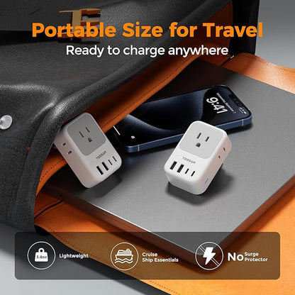 TESSAN European Travel Plug Adapter, Foldable EU Plug, PD 28W