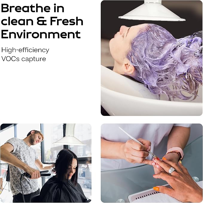 Extract-All Salon Pure Air Fume Extraction System - Chemical Smell & Smoke Air Purifier with 3 Stage Filter for Salon and Workshops (SPA-H, White)