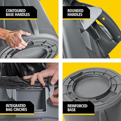 Rubbermaid Commercial Products BRUTE Heavy-Duty Round Garbage Can with Venting Channels, 44 Gallon, White, Waste Container for Landscapers/Construction Sites/Restaurants/Offices/Warehouses/Home