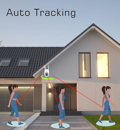 Wi-Fi Security Camera Outdoor 1080P, RTSP IP Surveillance Home WiFi Camera, 350°/120° Pan Tilt Auto Tacking, Human Detection, Color Night Vision, IP66