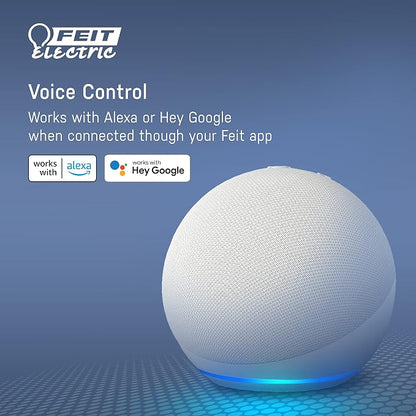 Feit Electric BR30 Smart Flood Light Bulb,2.4GHz WiFi Color Changing and Dimmable, No Hub, Compatible with Alexa or Google Assistant BR30 Smart LED Light Bulb, BR30/RGBW/CA/AG, 65W (Pack of 2)