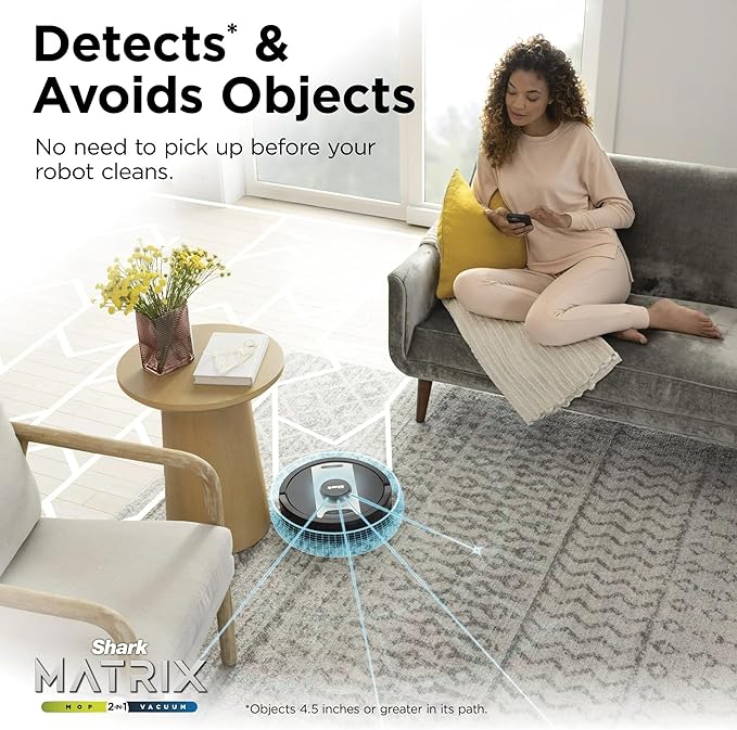 Shark RV2400WD IQ 2-in-1 Robot Vacuum & Mop with Matrix Clean & Sonic Mopping, Perfect for Pet Hair, Carpets, Hard Floors, Compatible with Alexa, Black/Silver, No Self-Empty Base (Renewed)