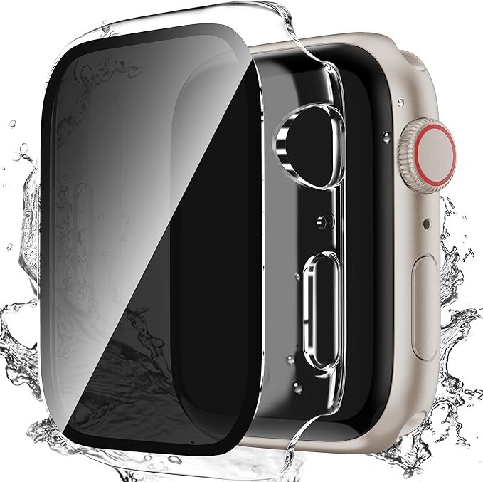 Waterproof Privacy Case Compatible with Apple Watch Series 6/5/4/SE2/SE 44mm with Anti-peep Screen Protector, iWatch Face Cover Protective Bumper for iWatch Case 44mm Clear