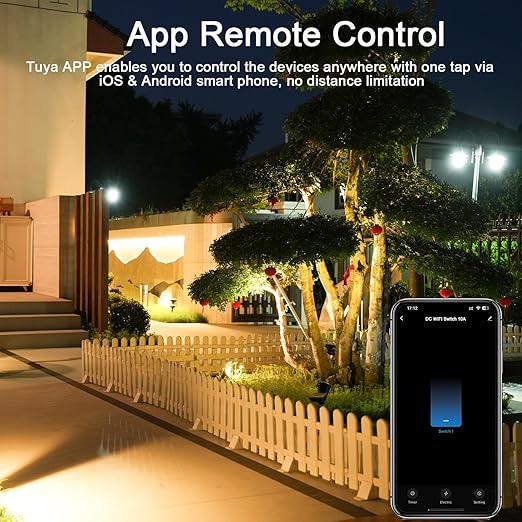 DC 12V 24V WiFi Smart Switch with DC Output, Compatible with Alexa & Google Home,Smart Life App,for LED Light, Motor, Fan, Lock – DC Input & Output