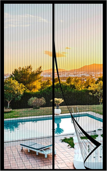 METAONLY Magnetic Screen Door Mesh Fits 38" x 80" Door - Curtain Size 40" x 82", Works for Patio, Sliding Door, Keeps Bug Mosquito Out, Fresh Air Flow, Black
