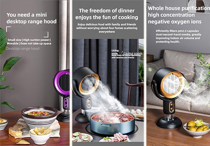 Smoke Away Purifier Fan Puffhide Purifier - Mini Smoke Diffuser and Portable Smoke Air Purifier, Smoke Fan for Smoking Indoors with Rechargeable Design.Puff Hide Smoke. (Plug-in purple)