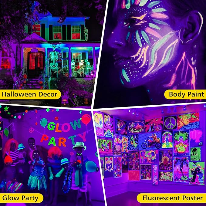 T-SUN 72W LED Black Light Bar, Blacklight Bars with Plug and Switch Light Up 22x22ft Area Strip Lights for Glow Party Body Paint Fluorescent Poster Halloween Bedroom Classroom Stage Lighting 2 Pack