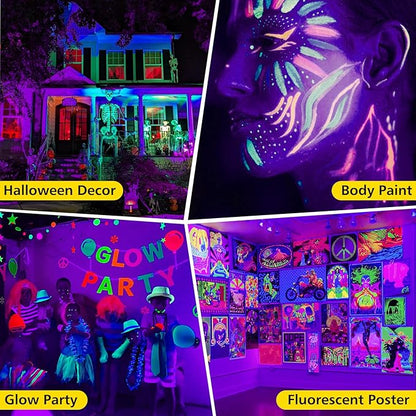 T-SUN 72W LED Black Light Bar, Blacklight Bars with Plug and Switch Light Up 22x22ft Area Strip Lights for Glow Party Body Paint Fluorescent Poster Halloween Bedroom Classroom Stage Lighting 2 Pack