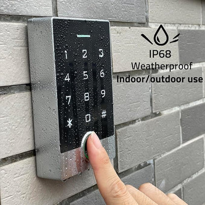 Wireless WiFi TUYA Access Control System, Fingerprint Password Stand-Alone Door Access Control Keypad with ID Keyfob, WG26/34 EM Card Reader Access Controller, Full Metal Weatherproof, Backlight