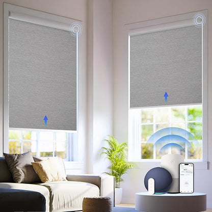 Motorized Blinds with Remote, 100% Blackout Electric Blind for Windows,Smart Automatic Blinds Cordless Roller Shades, Gray 24" W x 72" H