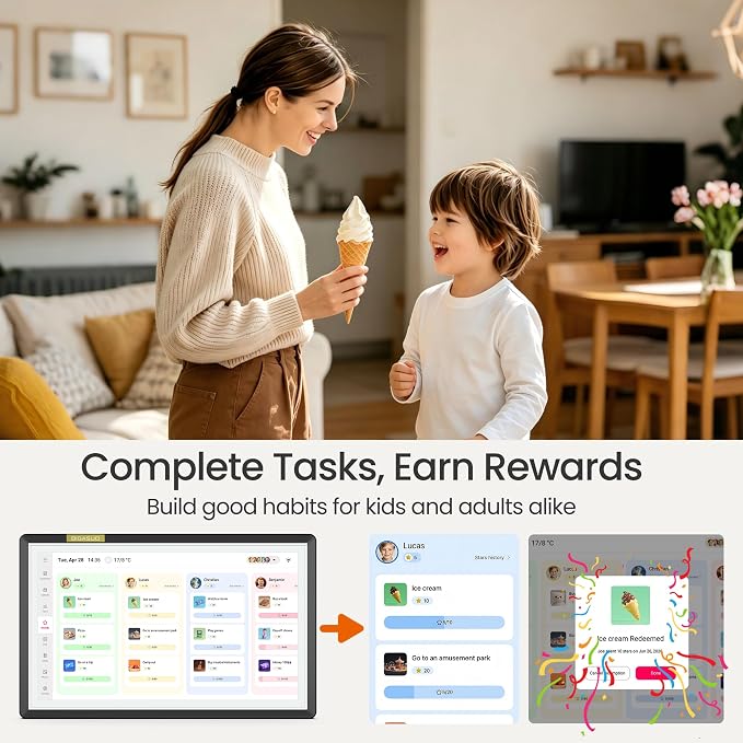 15.6" Smart Digital Calendar for Family, FHD Touchscreen Wall Calendar | App Sync No Subscription, Shared Family Planner, Meal Planning, Chore Chart, Grocery Lists, Reminders & Digital Photo Frame