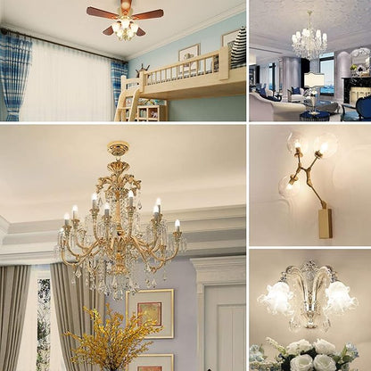 E12 Candelabra LED Bulbs 4000K Daylight Ceiling Fan Light Bulb 6W, 60W Equivalent, Type B Light Bulb for Chandelier, C37 600LM,No-Dimmable 6 Pack