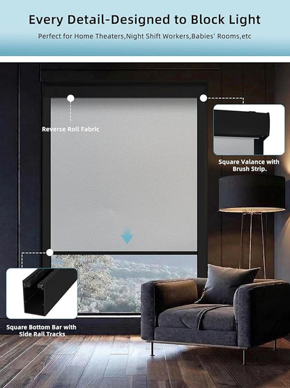SmartWings Motorized Smart Blinds with Remote, Custom Automatic 100% Blackout Roller Shade Compatible with Alexa/Homekit/Google, Electric Smart Blinds for Indoor Windows, Vinyl Pure White