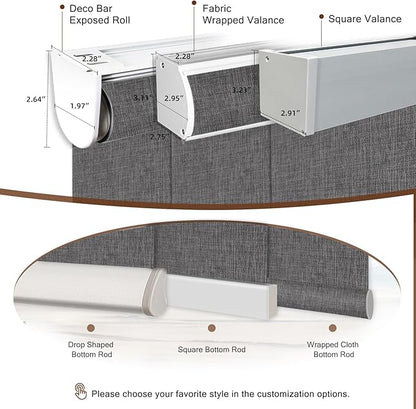 Motorized Blinds Roller Shade with Remote: Canisteo Automatic Smart Blind for Windows 100% Blackout, Electric Blinds Compatible with Alexa/Google Home/Apple Homekit, Customized Size, Neat Medium Grey