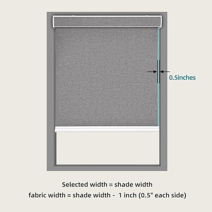 Changshade Custom Size Cordless Roller Shades with Valance, Blackout Roller Shades for Windows Roll-up Fabric Blinds with Thermal Insulated for French Door, Easy Installation Deep Grey