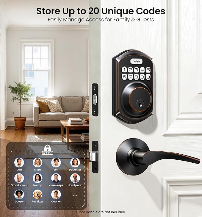 Veise VE001 Keyless Entry Deadbolt, Electronic Keypad Lock, Bronze