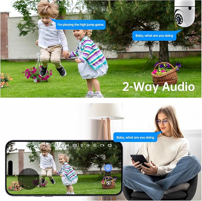 Light Bulb Security Cameras,5MP & 360° PTZ Light Bulb Camera Outdoor, 5G&2.4G Light Bulbs Camera,AI Motion Detection,Color Night Vision,2-Way Talk,Cloud/TF Storage,Compatible with Alexa