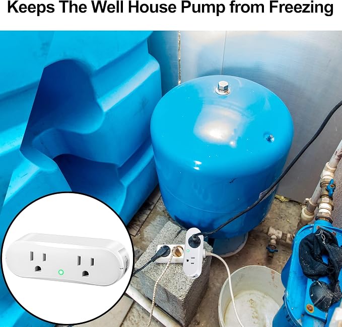 Thermostatically Controlled Outlet: (3 PCS) Automatically Turn on Below 32℉, Turn Off Above 47℉ Unnecessary to Control Power Manually in Cold Winter Cube