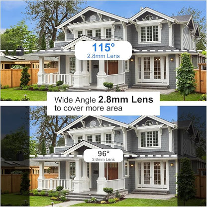 JideTech 4K PoE IP Camera Outdoor, UltraHD 8MP PoE Turret Security Cameras Indoor, 115° Wide Angle 2.8mm Lens, Human&Vehicle Detection, 98ft IR, Color Night Vision, 2-Way Audio, RTSP, for Onvif NVR