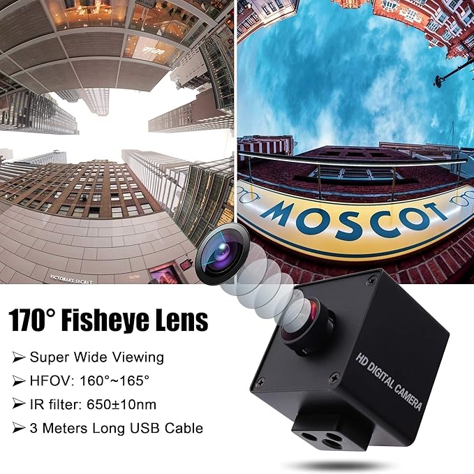 SVPRO 4K USB Wide Angle UVC Computer Camera With 170 Degree Fisheye Lens, Industrial IMX317 Sensor for Linux Windows Android Mac OS, Plug&Play Video With 1/4" Screw Mount