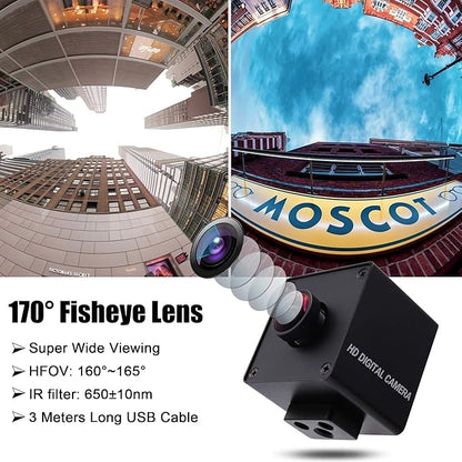 SVPRO 4K USB Wide Angle UVC Computer Camera With 170 Degree Fisheye Lens, Industrial IMX317 Sensor for Linux Windows Android Mac OS, Plug&Play Video With 1/4" Screw Mount