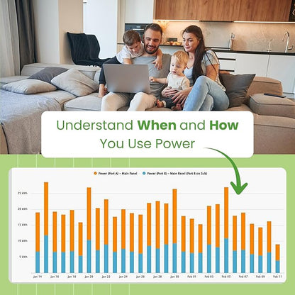 Eyedro Home Energy Monitor – Real-Time Electricity Usage Monitor with Solar Net Metering-Whole House Power Consumption Monitor–WiFi/Ethernet Smart Energy Meter with Reports & History, 2 Sensors