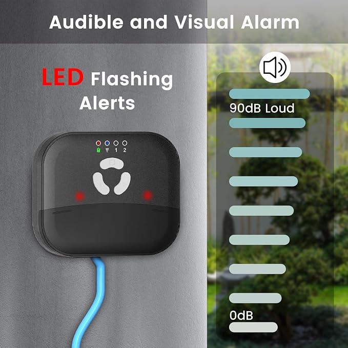 WiFi Sump Pump Alarm, Dual Float Switch, 90dB, Free App Alerts