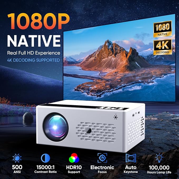 TMY Smart Projector with Google TV System, Native 1080P 4K Home Theater